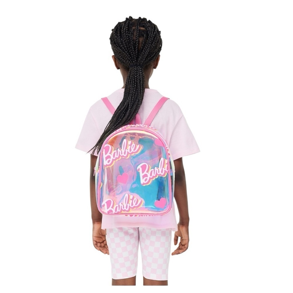 H&M Iridescent Backpack Small Pink Barbie Clear Girls